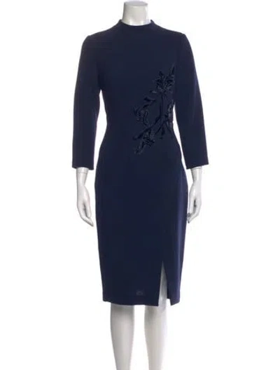 Pre-owned Teri Jon Wool Knee-length Dress In Blue