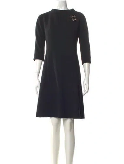 Pre-owned Teri Jon Wool Knee-length Dress In Multi