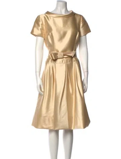 Pre-owned Teri Jon Wool Knee-length Dress In Neutral
