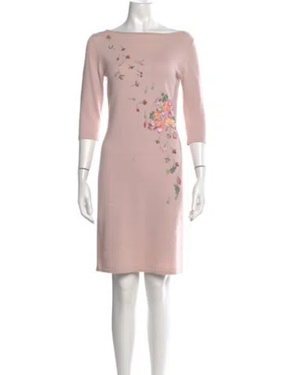 Pre-owned Teri Jon Wool Knee-length Dress In Pink
