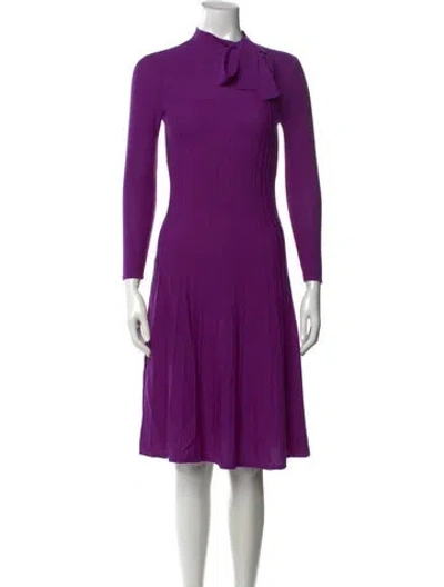 Pre-owned Teri Jon Wool Knee-length Dress In Purple