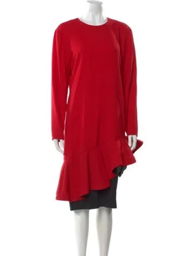 Pre-owned Teri Jon Wool Knee-length Dress In Red