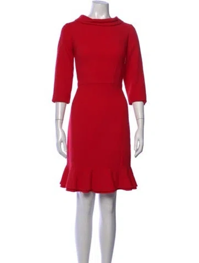 Pre-owned Teri Jon Wool Knee-length Dress In Red