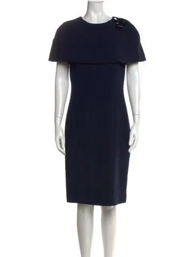 Pre-owned Teri Jon Wool Knee-length Dress W/ Tags In Blue