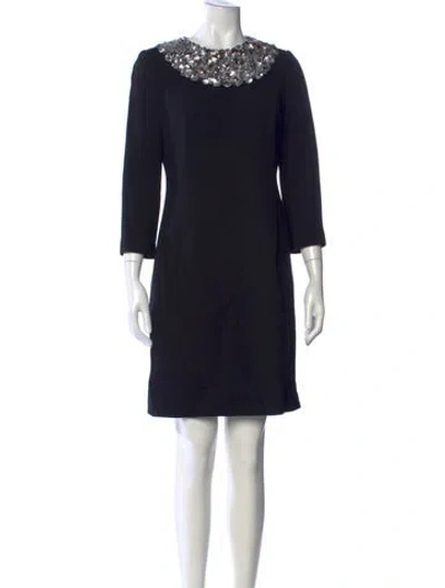 Pre-owned Teri Jon Wool Mini Dress In Black