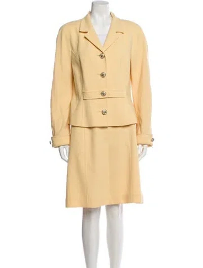 Pre-owned Teri Jon Wool Skirt Suit In Yellow