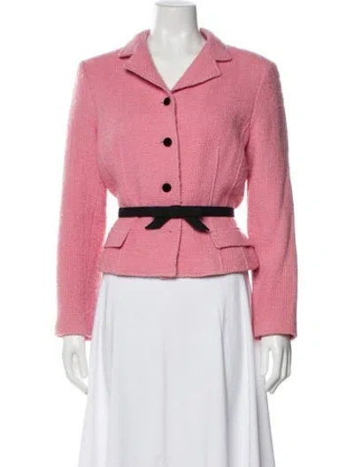 Pre-owned Teri Jon Wool Tweed Pattern Evening Jacket In Pink