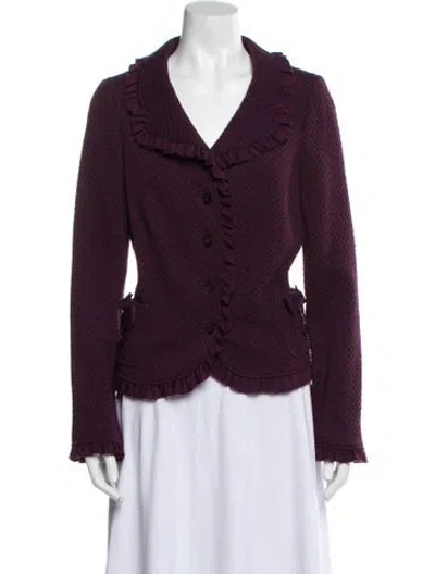 Pre-owned Teri Jon Wool Tweed Pattern Evening Jacket In Purple