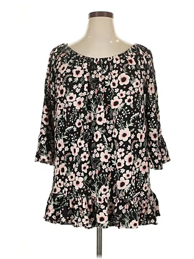 Pre-owned Terra & Sky 3/4 Sleeve Blouse In Black