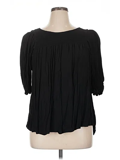 Pre-owned Terra & Sky 3/4 Sleeve Blouse In Black