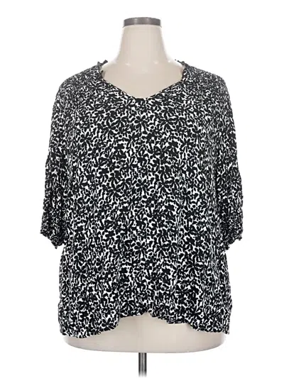 Pre-owned Terra & Sky 3/4 Sleeve Blouse In Black