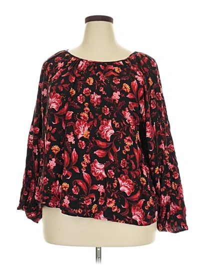Pre-owned Terra & Sky 3/4 Sleeve Blouse In Black