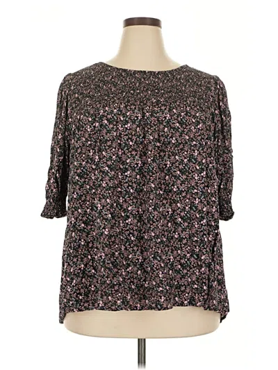 Pre-owned Terra & Sky 3/4 Sleeve Blouse In Black