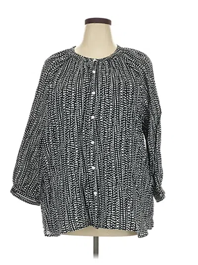Pre-owned Terra & Sky 3/4 Sleeve Blouse In Black