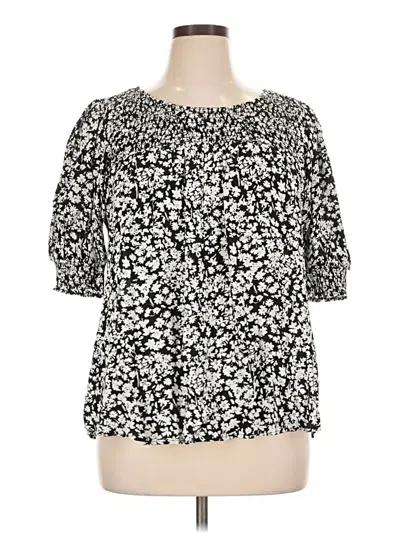 Pre-owned Terra & Sky 3/4 Sleeve Blouse In Black