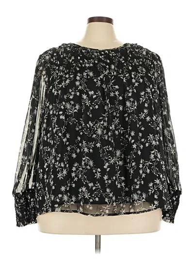 Pre-owned Terra & Sky 3/4 Sleeve Blouse In Black