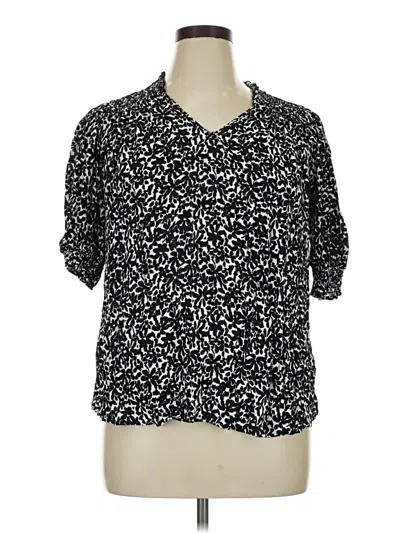 Pre-owned Terra & Sky 3/4 Sleeve Blouse In Black