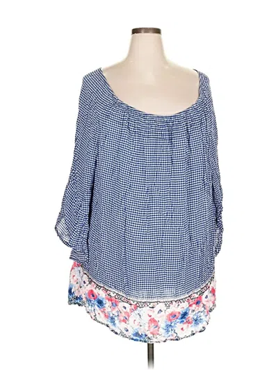 Pre-owned Terra & Sky 3/4 Sleeve Blouse In Blue