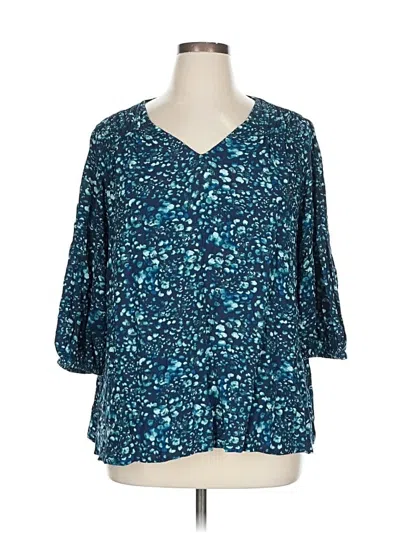 Pre-owned Terra & Sky 3/4 Sleeve Blouse In Blue