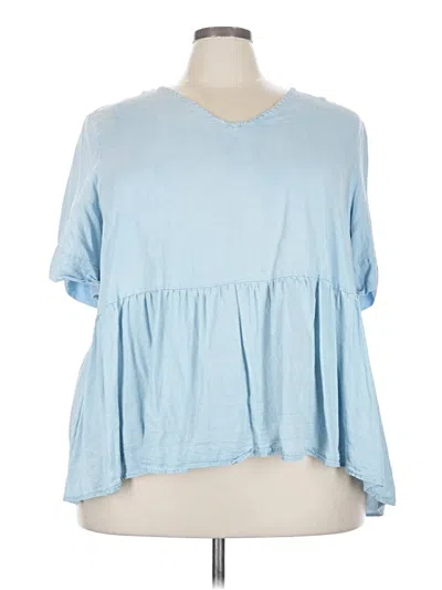 Pre-owned Terra & Sky 3/4 Sleeve Blouse In Blue