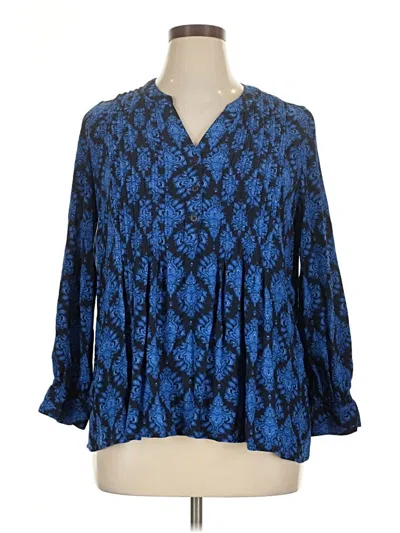Pre-owned Terra & Sky 3/4 Sleeve Blouse In Blue