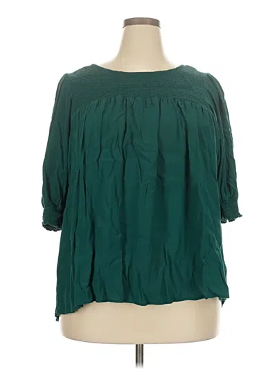 Pre-owned Terra & Sky 3/4 Sleeve Blouse In Blue