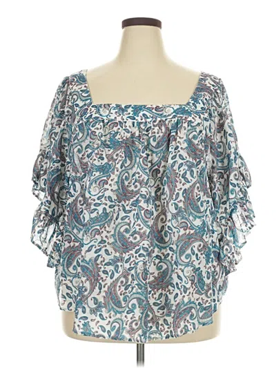 Pre-owned Terra & Sky 3/4 Sleeve Blouse In Blue
