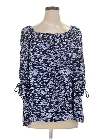 Pre-owned Terra & Sky 3/4 Sleeve Blouse In Blue