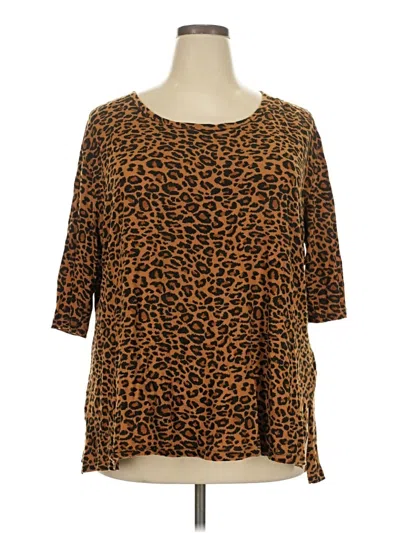 Pre-owned Terra & Sky 3/4 Sleeve Blouse In Brown