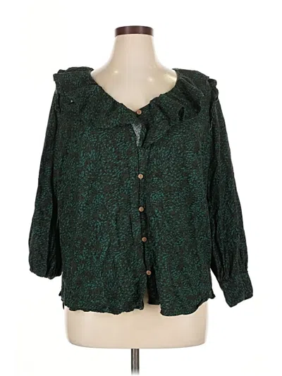 Pre-owned Terra & Sky 3/4 Sleeve Blouse In Green