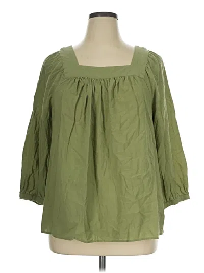 Pre-owned Terra & Sky 3/4 Sleeve Blouse In Green