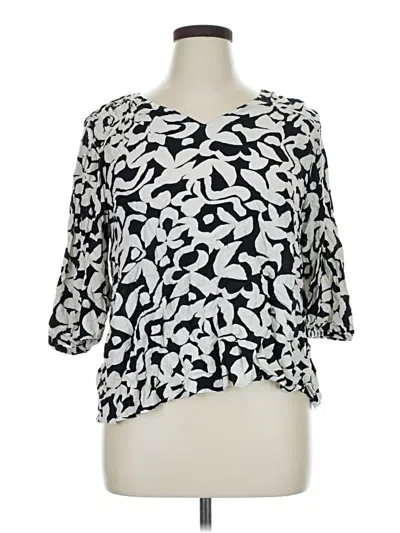 Pre-owned Terra & Sky 3/4 Sleeve Blouse In Ivory