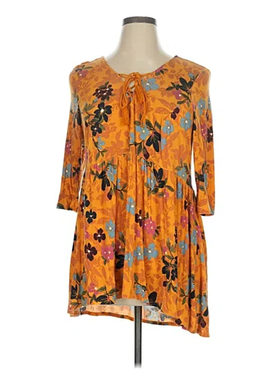 Pre-owned Terra & Sky 3/4 Sleeve Blouse In Orange
