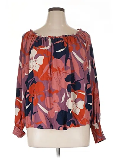 Pre-owned Terra & Sky 3/4 Sleeve Blouse In Orange