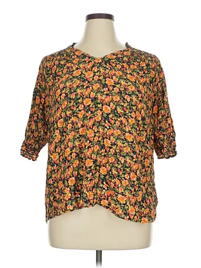 Pre-owned Terra & Sky 3/4 Sleeve Blouse In Orange
