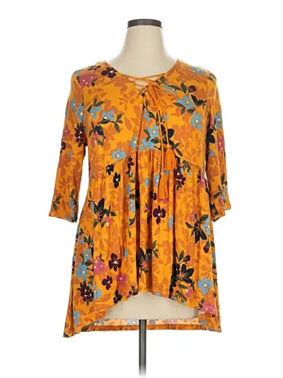 Pre-owned Terra & Sky 3/4 Sleeve Blouse In Orange