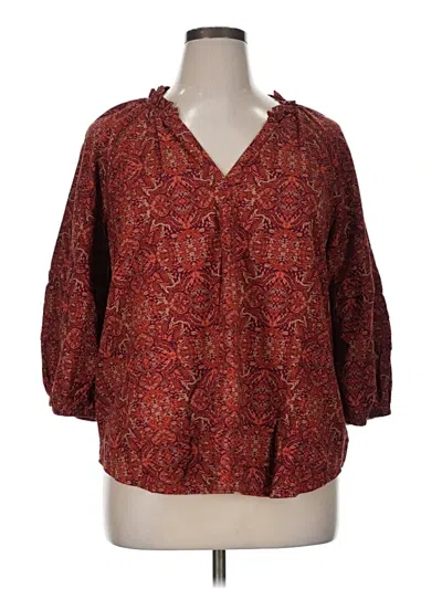 Pre-owned Terra & Sky 3/4 Sleeve Blouse In Orange