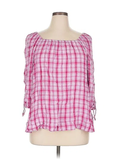 Pre-owned Terra & Sky 3/4 Sleeve Blouse In Pink