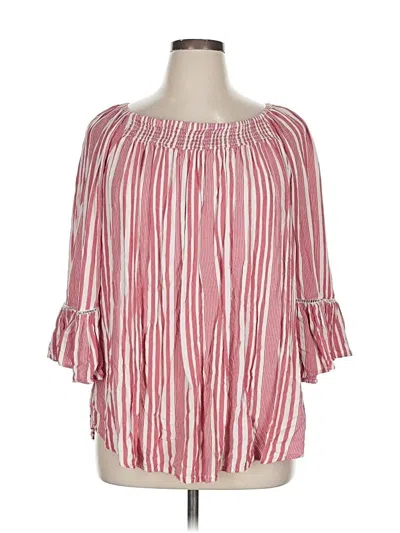 Pre-owned Terra & Sky 3/4 Sleeve Blouse In Pink