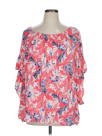 Pre-owned Terra & Sky 3/4 Sleeve Blouse In Pink