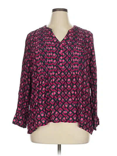 Pre-owned Terra & Sky 3/4 Sleeve Blouse In Pink