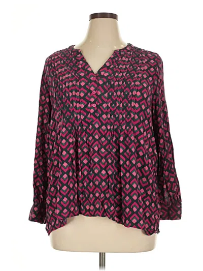 Pre-owned Terra & Sky 3/4 Sleeve Blouse In Pink