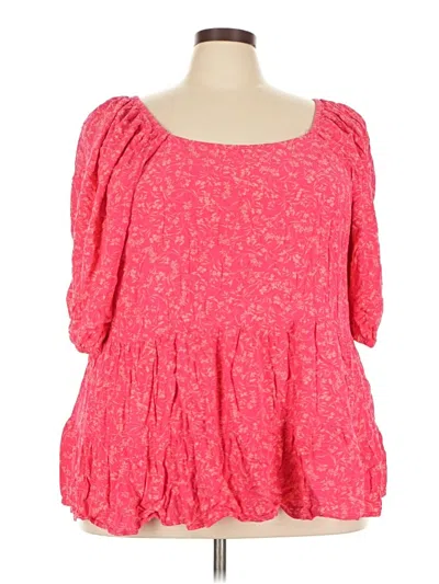 Pre-owned Terra & Sky 3/4 Sleeve Blouse In Pink
