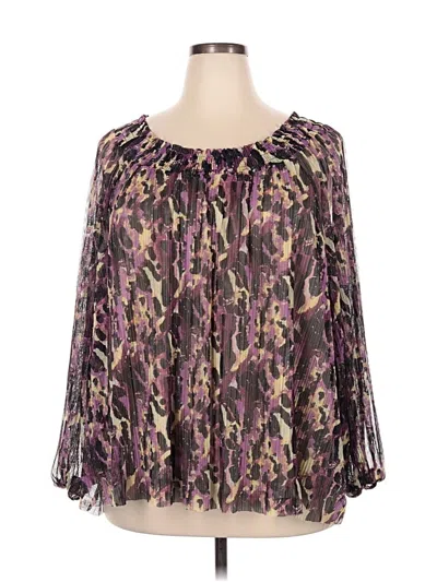 Pre-owned Terra & Sky 3/4 Sleeve Blouse In Purple
