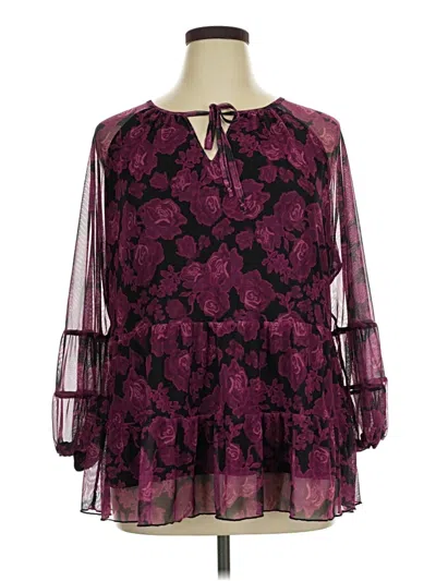 Pre-owned Terra & Sky 3/4 Sleeve Blouse In Purple