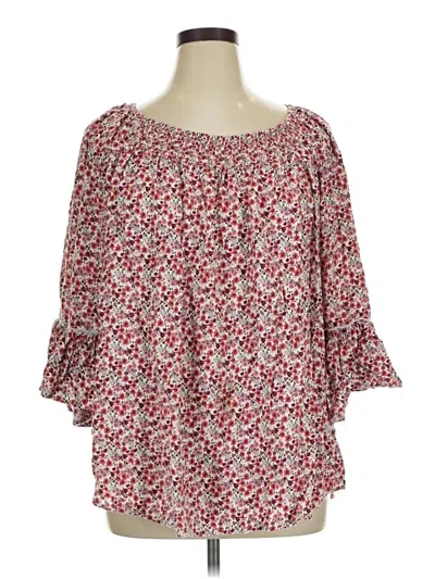 Pre-owned Terra & Sky 3/4 Sleeve Blouse In Red