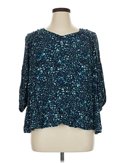 Pre-owned Terra & Sky 3/4 Sleeve Blouse In Teal