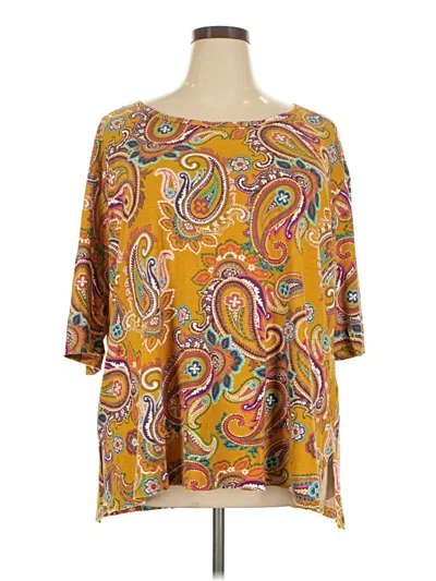 Pre-owned Terra & Sky 3/4 Sleeve Blouse In Yellow