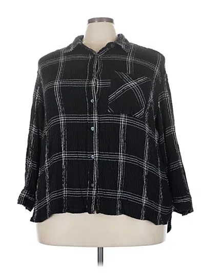 Pre-owned Terra & Sky 3/4 Sleeve Button Down Shirt In Black