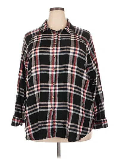 Pre-owned Terra & Sky 3/4 Sleeve Button Down Shirt In Black